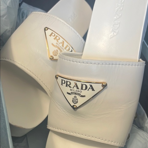 Prada Shoes - Prada Milano White Clogs Mules